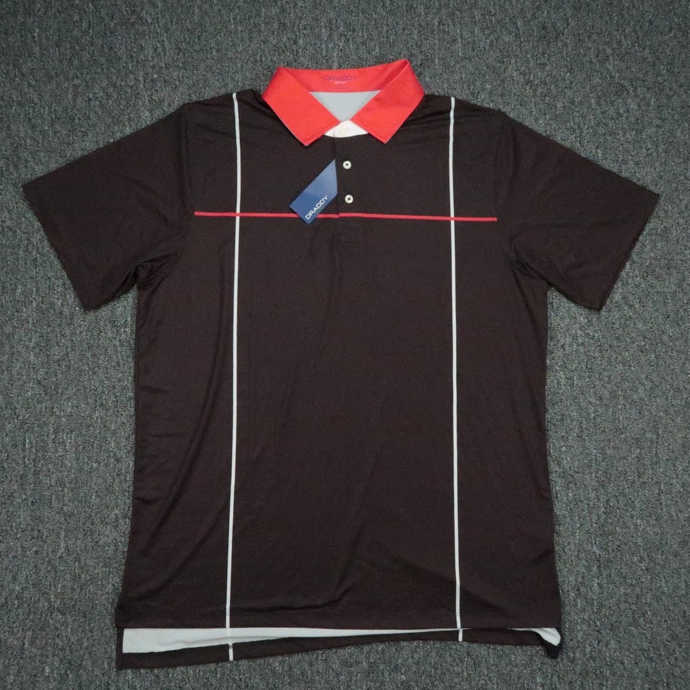 B Draddy Shirt Mens Large Black Felix Performance Polo Short Sleeve Sport Golf